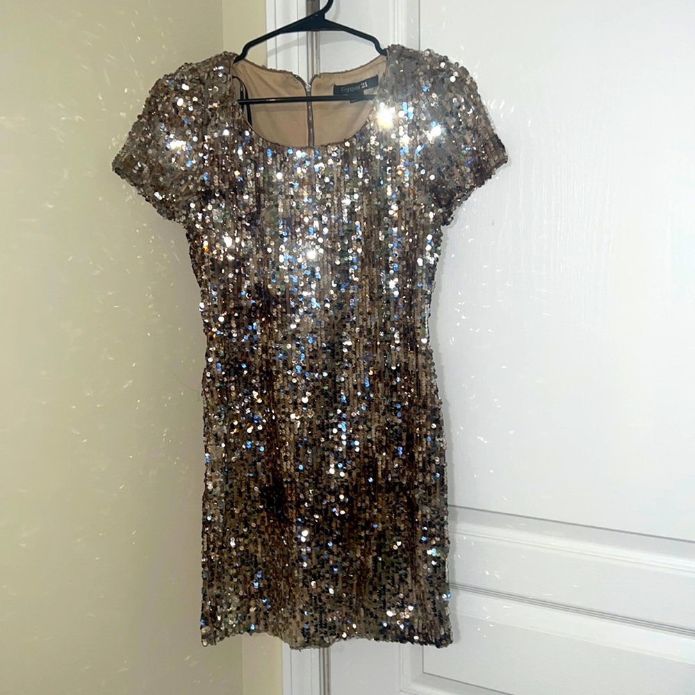 Golden sequin dress
